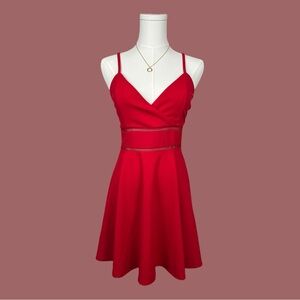 Trixxi Red Spaghetti Strap Fit and Flare Mini Dress